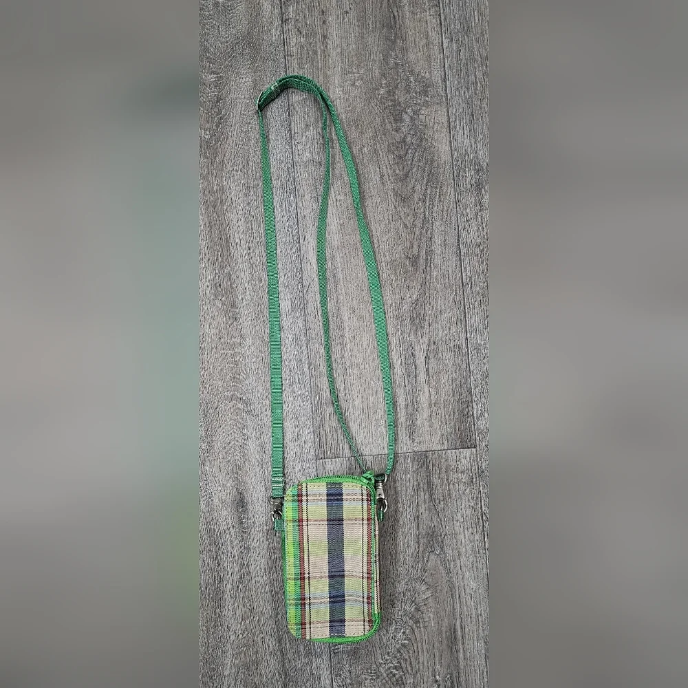 Dakine Green Plaid Crossbody Wallet